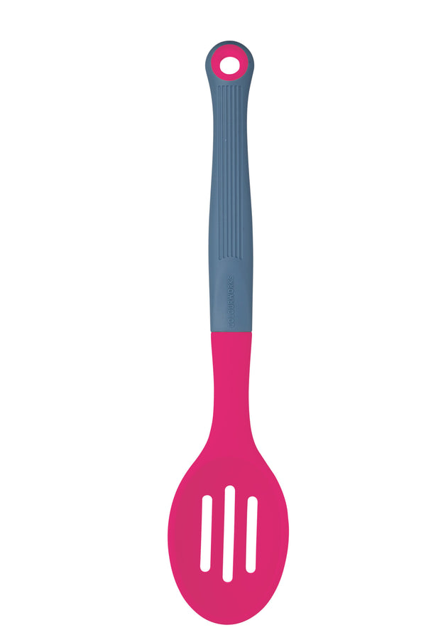 Colourworks Brights Set with Pizza Cutter, Angled Pastry Brush, Slotted Spoon and 