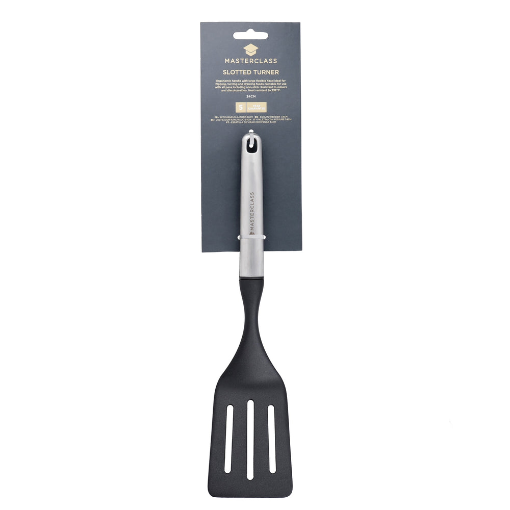 MasterClass Soft Grip Stainless Steel Slotted Turner - 34 cm