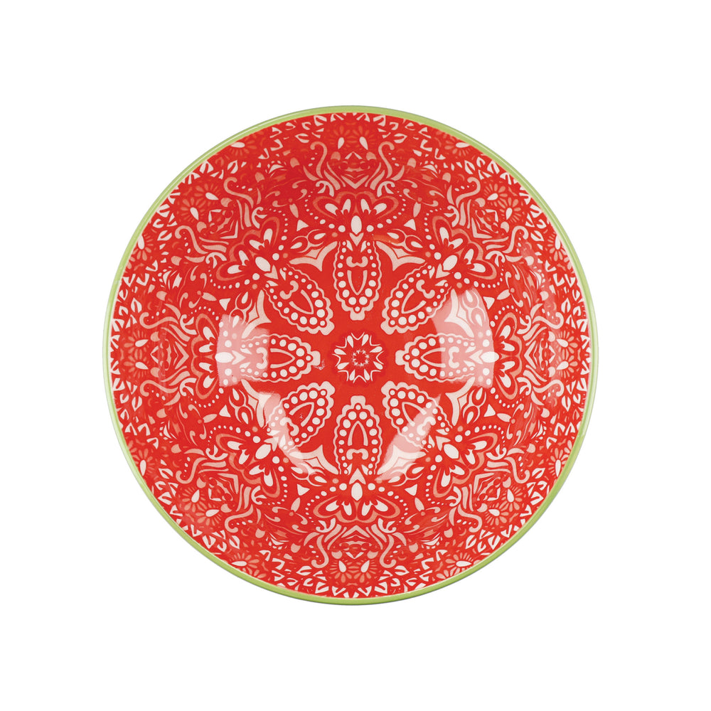 KitchenCraft Patterned Cereal Bowl Set in Gift Box, Ceramic, 'Brights' Designs, 15cm, 4 Pieces