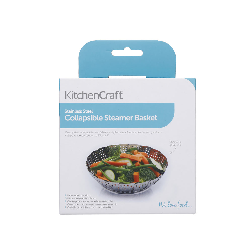 KitchenCraft Stainless Steel Collapsible Steaming Basket, 23cm