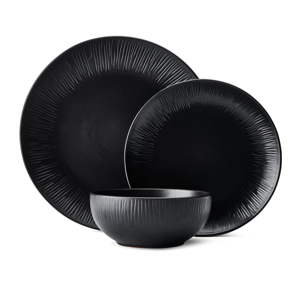 Mikasa Jardin Midnight 12-Piece Stoneware Dinner Set, Black image 1