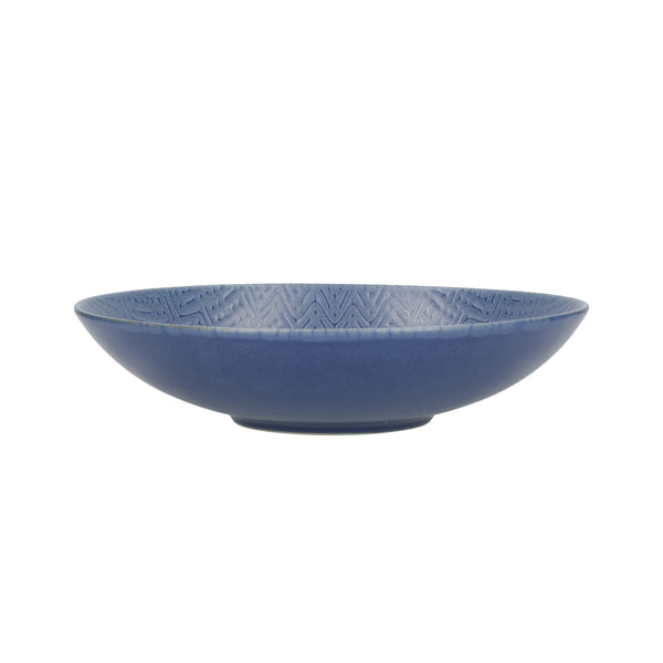 KitchenCraft Set of 4 Pasta Bowls in Gift Box, Lead-Free Glazed Stoneware - Embossed Blue / Cream image 8