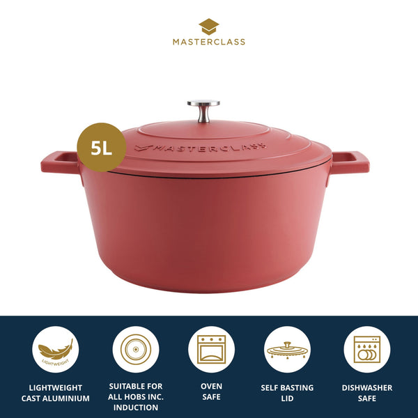 MasterClass Red Cast Aluminium Casserole Dish, 5L image 5
