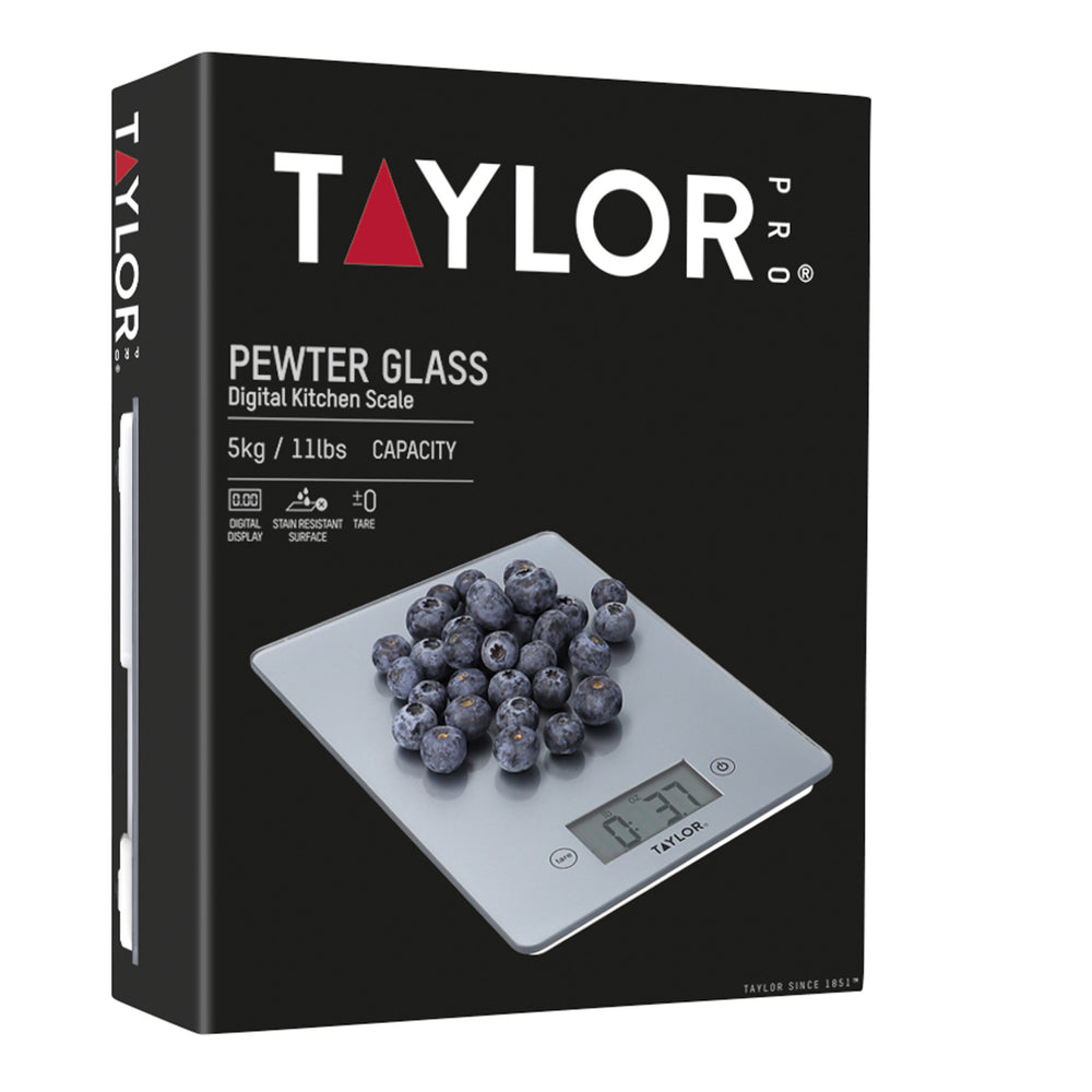 Taylor Pro Glass Digital 5Kg Kitchen Scales - Pewter image 1