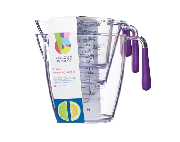 Colourworks 3 Piece Purple Acrylic Measuring Jug Set image 4
