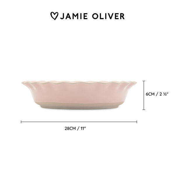Jamie Oliver Big Love Proper Pie Dish, Stoneware, Pink, 28 x 6cm image 4