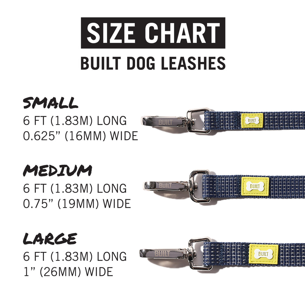 BUILT PET Large Double Handle Night Safe Reflective Lead - Blue