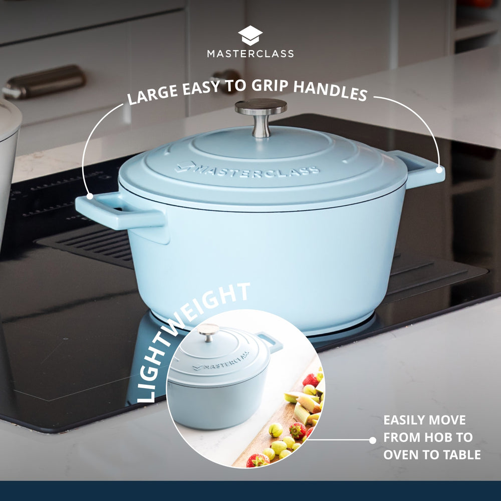 MasterClass Sky Blue Cast Aluminium Casserole Dish, 2.5L