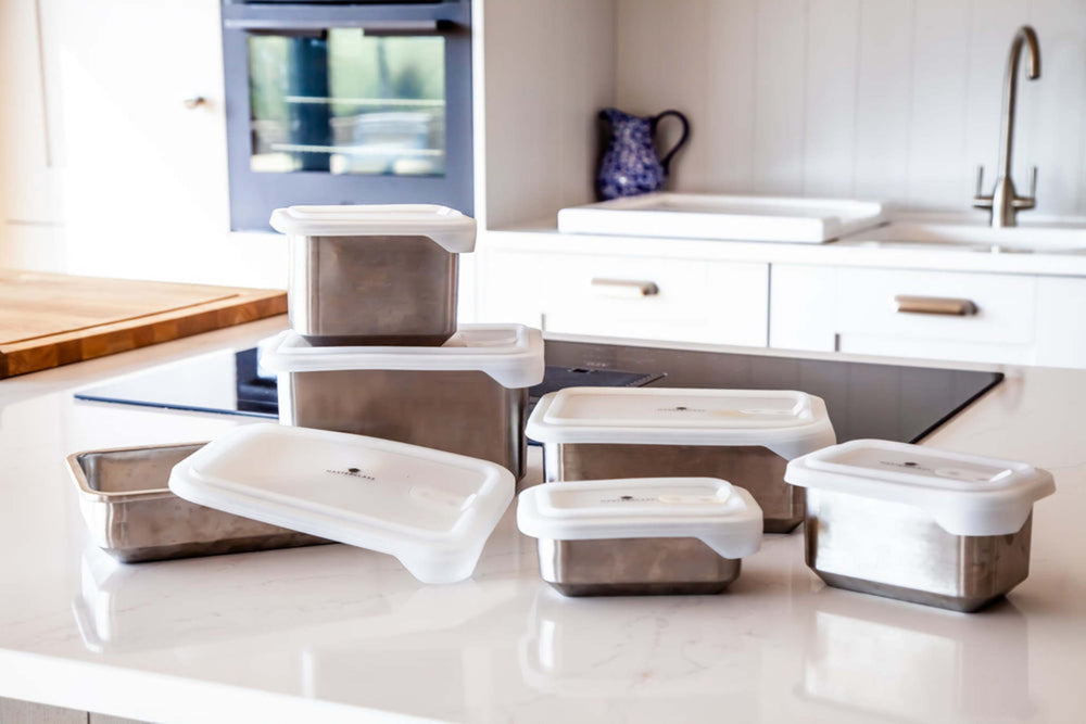 MasterClass All-in-One Stainless Steel Storage Container Set, 6 pc, freezer, microwave & oven safe