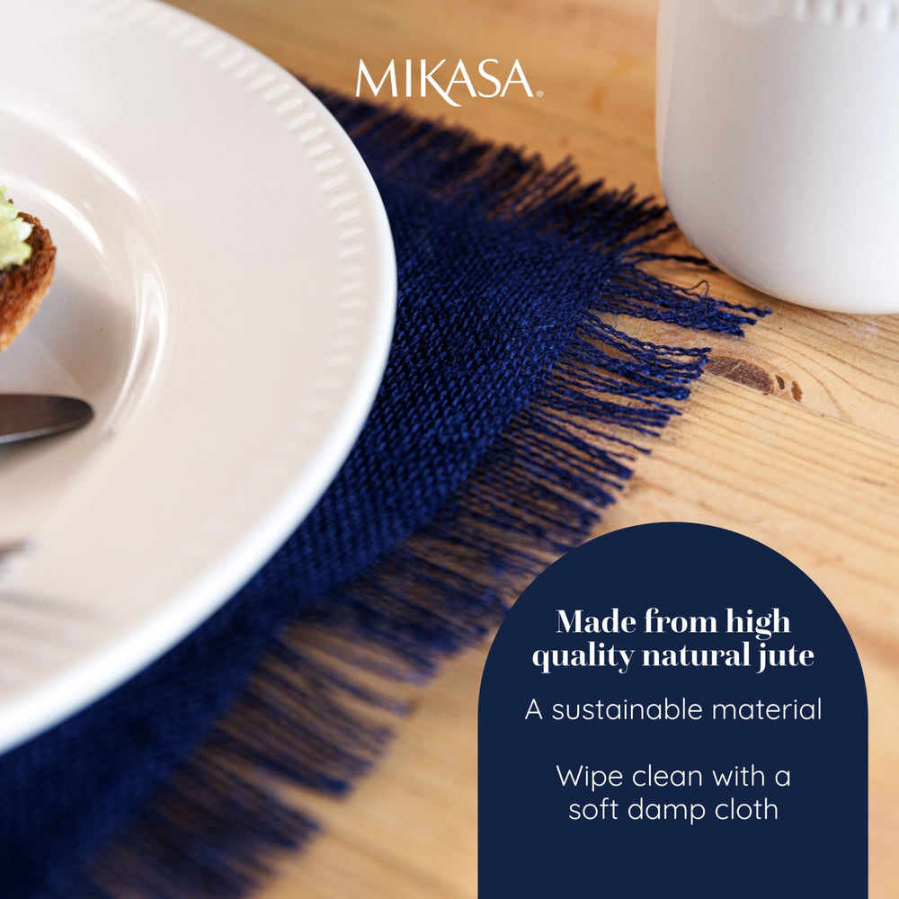 Mikasa Rectangle Jute Placemats, Set of 2, Navy, 45 x 35cm