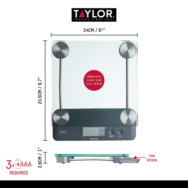 Taylor Pro Touchless TARE Digital Dual 14.4Kg Kitchen Scale image 9