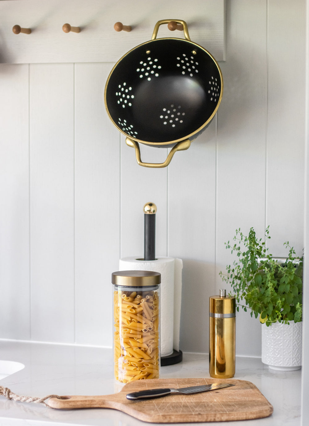 MasterClass 24cm Stainless Steel Matt Black and Brass Colander