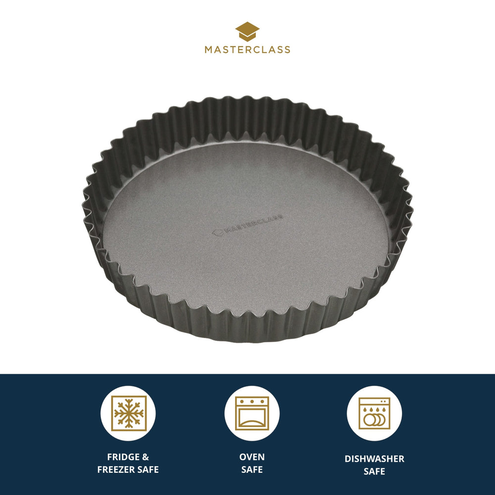 MasterClass Non-Stick Loose Base Fluted Quiche Tin, 23cm