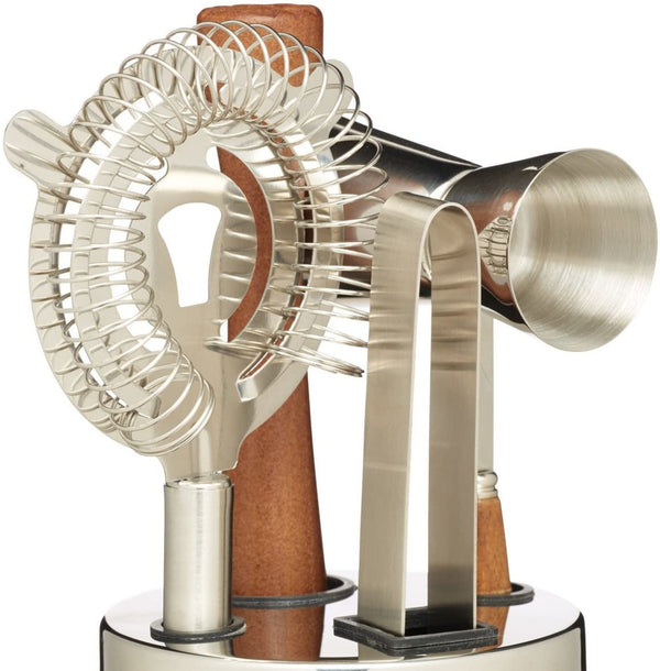 BarCraft Five Piece Hammered Brass Finish Cocktail Tool Set image 3