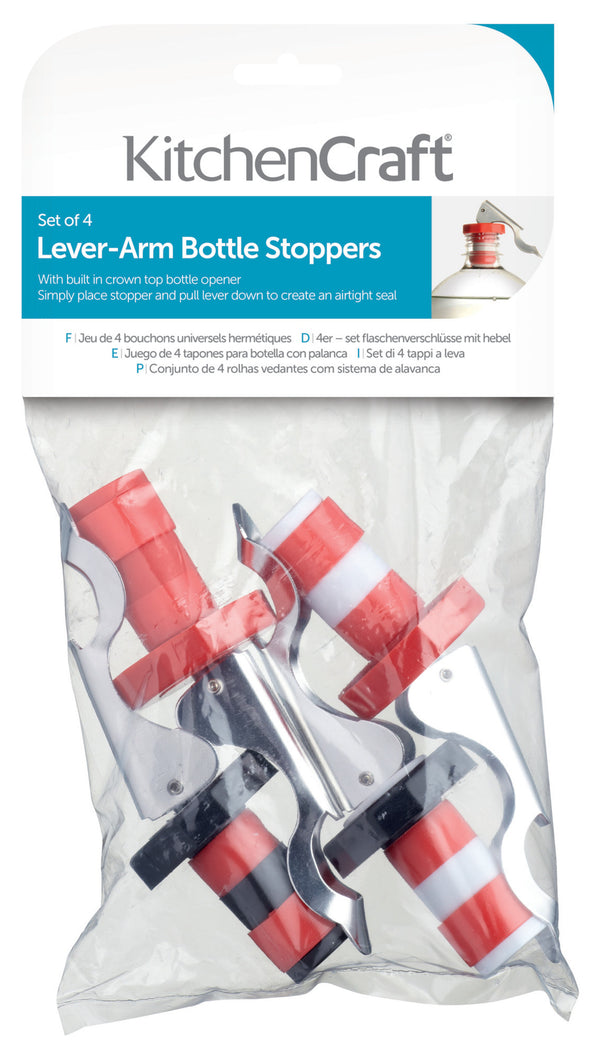 KitchenCraft Set of Four Lever-Arm Action Bottle Stoppers image 2