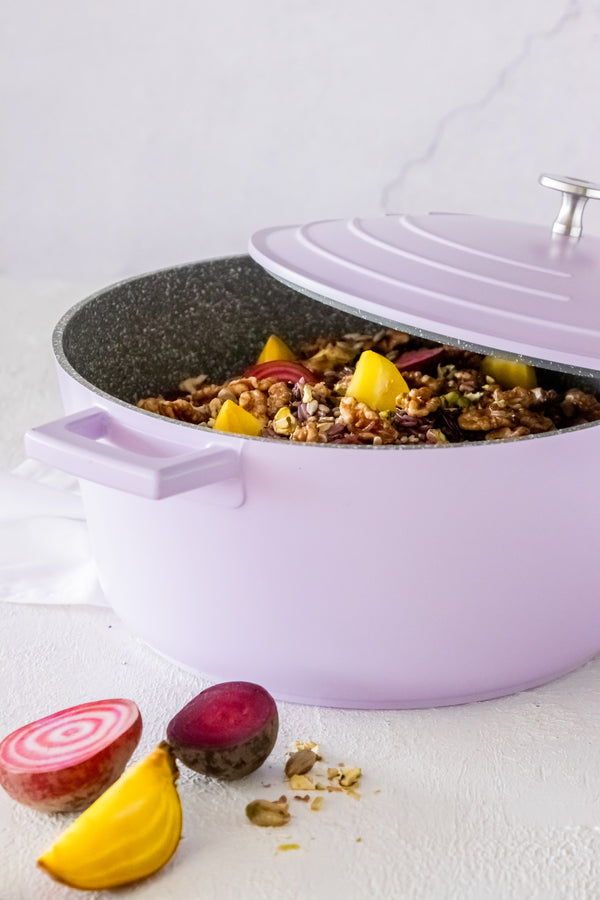 MasterClass Lavender Cast Aluminium Casserole Dish with Lid, 5L image 2