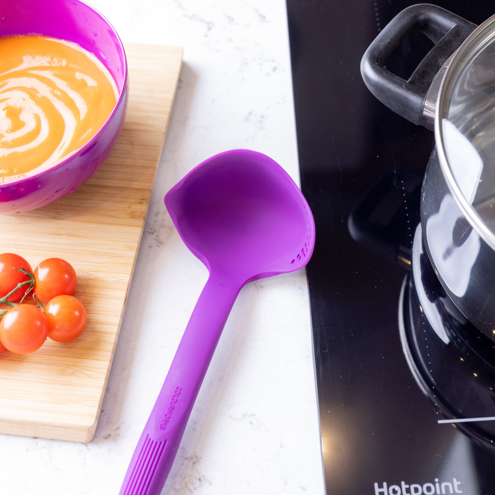 Colourworks Purple Silicone Ladle with Pouring Spout and Straining Holes