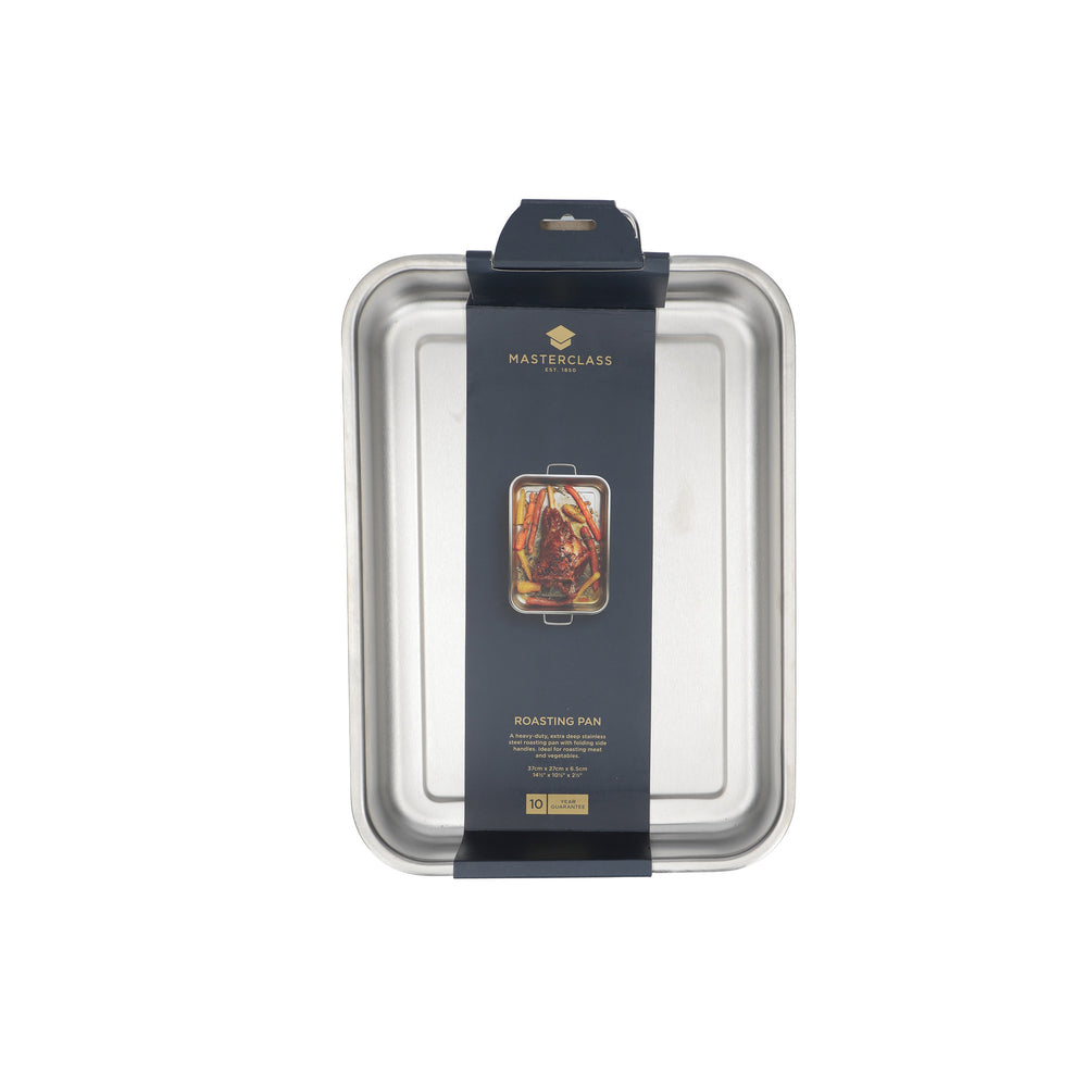 MasterClass Stainless Steel Heavy Duty Roasting Pan, 37cm x 27cm