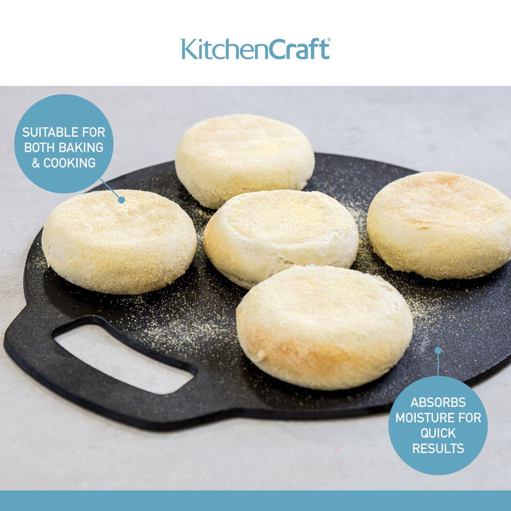 KitchenCraft Cast Iron 27cm Black Steel Baking Stone