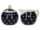 London Pottery Bundle with Sugar and Creamer Set, Canister and Tea Bag Tidy - Blue and White Circle