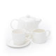 14pc White Porcelain Tea Set with 6-Cup Ridged Teapot, Creamer, 6x Cups and 6x Saucers - M By Mikasa
