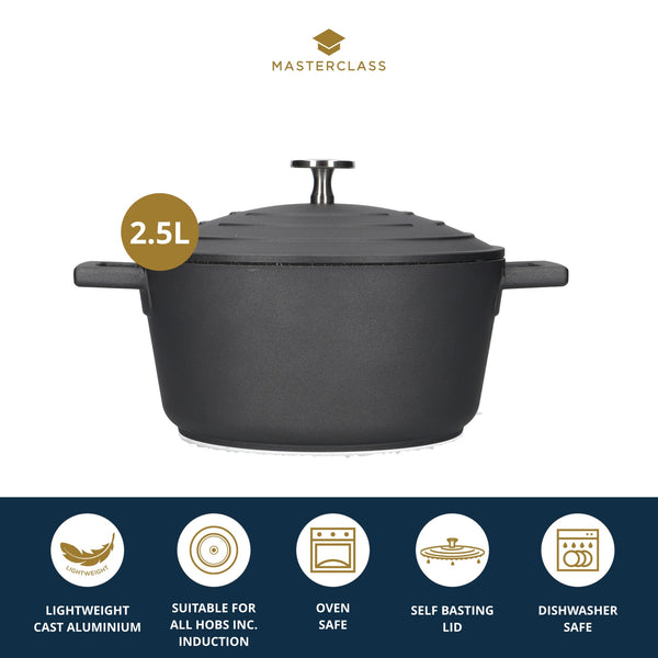 MasterClass Cast Aluminium Casserole Dish, 2.5L, Black image 9