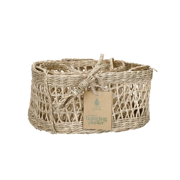 Natural Elements 2-Tier Natural Seagrass Hanging Planter image 4