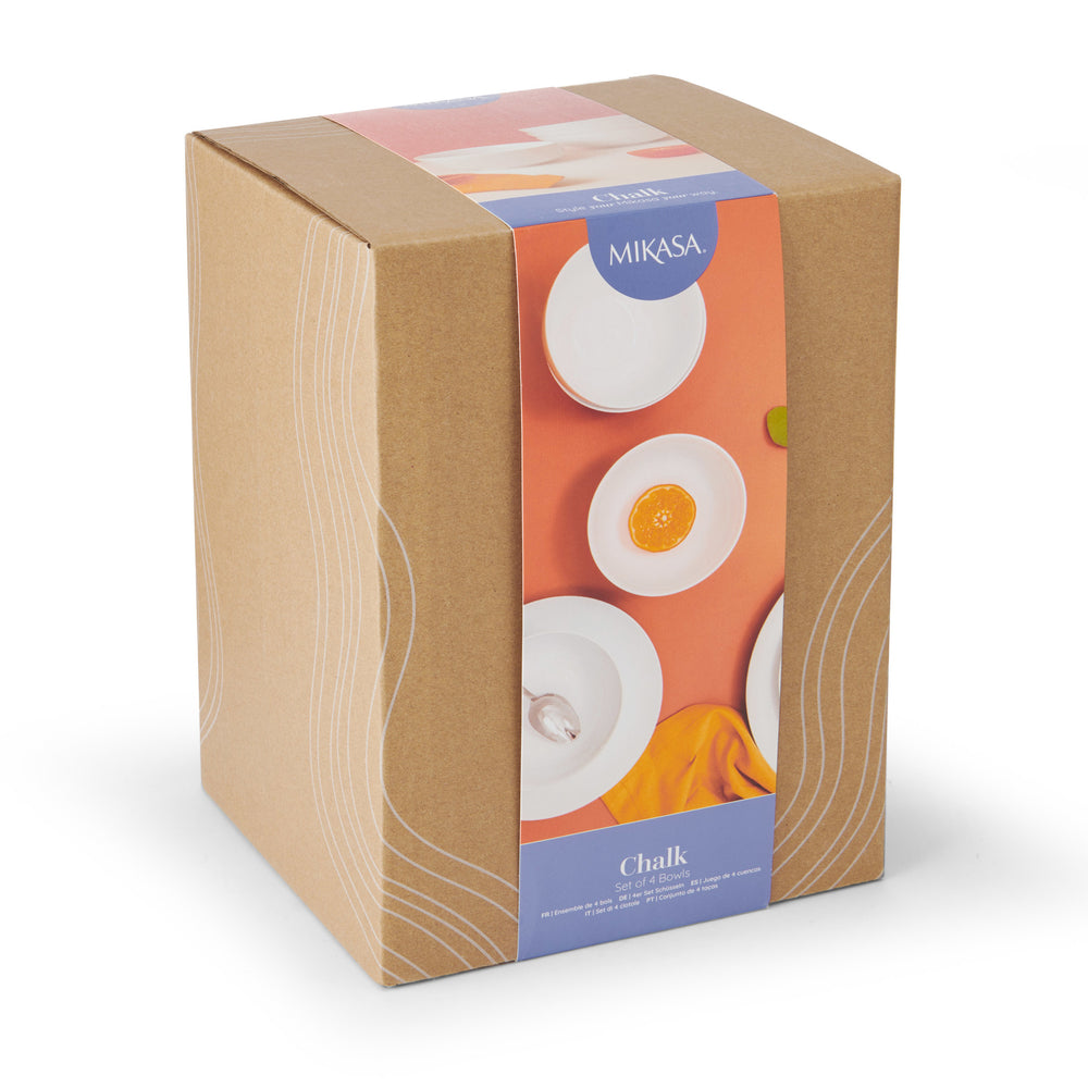 Mikasa Chalk Porcelain Cereal Bowls, Set of 4, 14cm, White