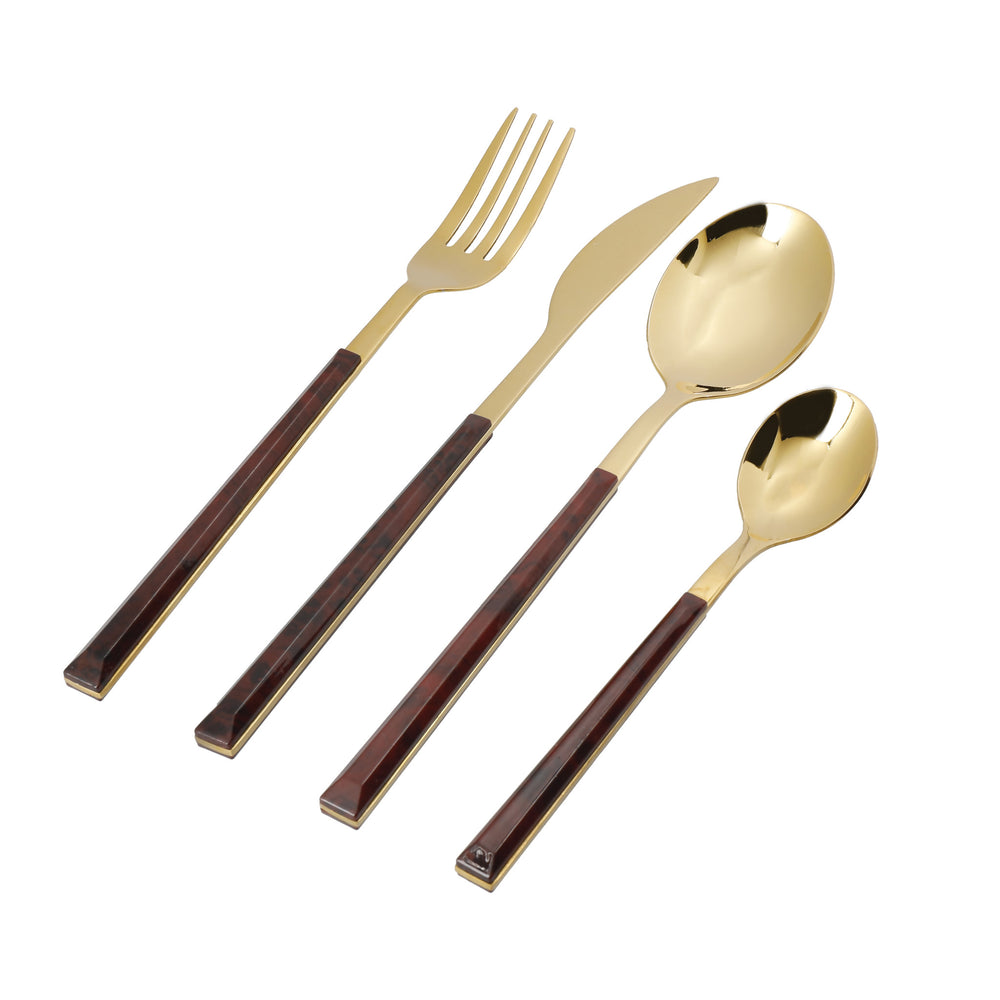 Mikasa 16-Piece Faux Tortoise Shell Cutlery Set, Stainless Steel