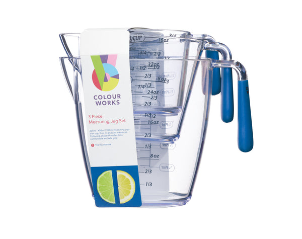 Colourworks 3 Piece Blue Acrylic Measuring Jug Set image 4