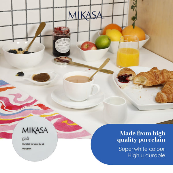 Mikasa Chalk Porcelain Teacup and Saucer Set, Set of 2, 220ml, White image 12