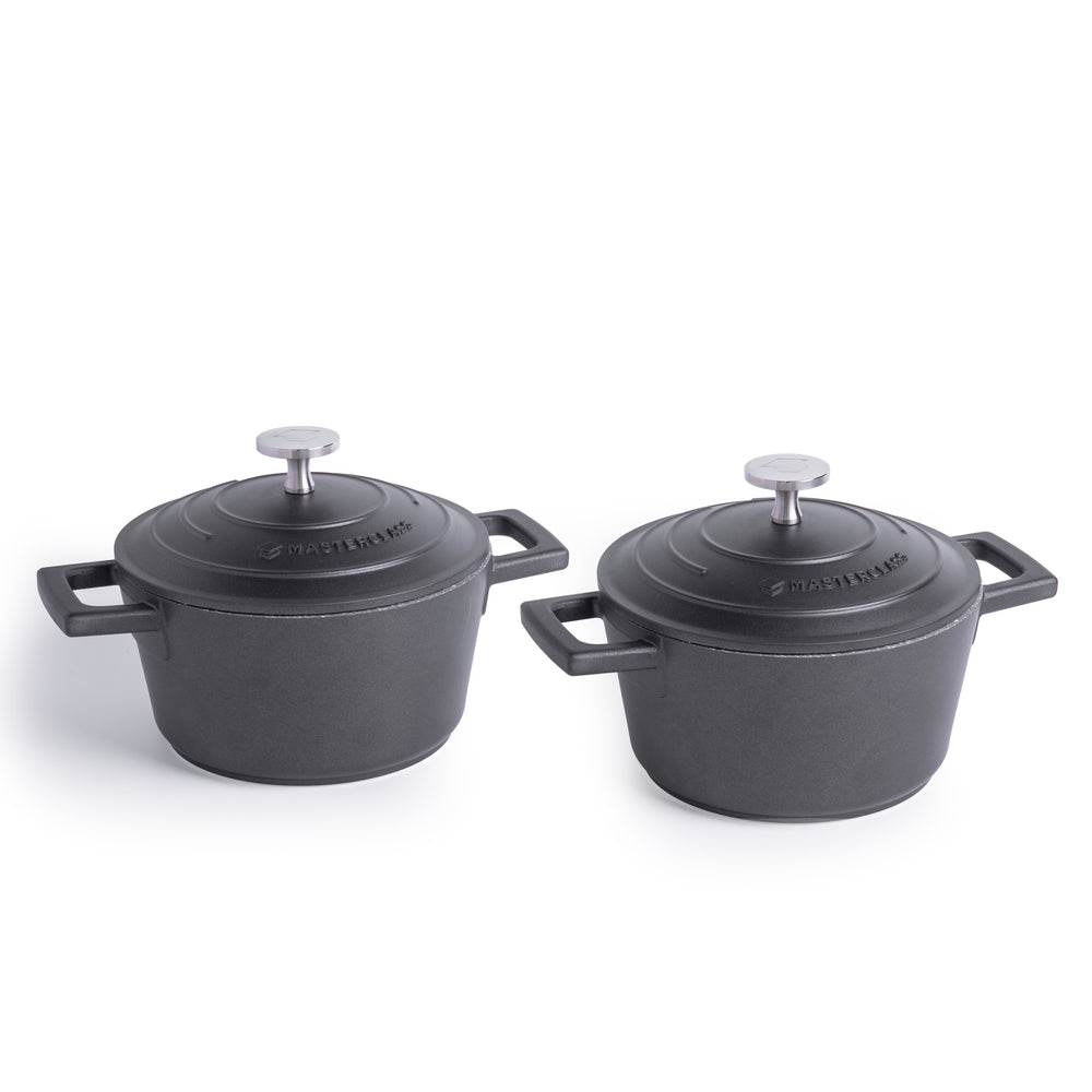 MasterClass Set of 2 Cast Aluminium Casserole Dishes, Black, 1.4L image 1