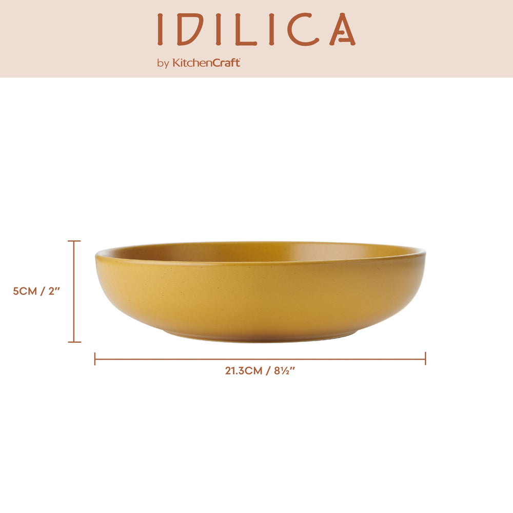 KitchenCraft Idilica Stoneware Pasta Bowls, Set of 4, 21cm