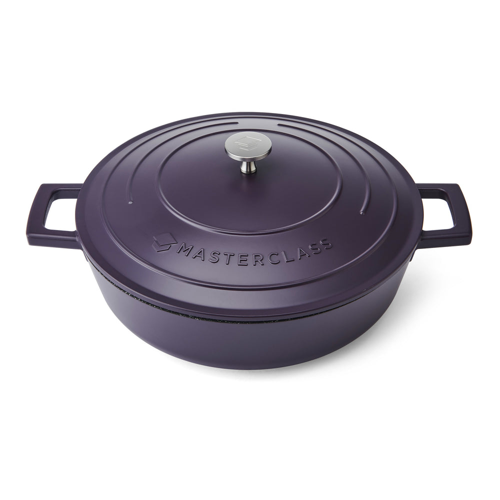 MasterClass Purple Cast Aluminium Shallow Casserole Dish, 28cm, 4L