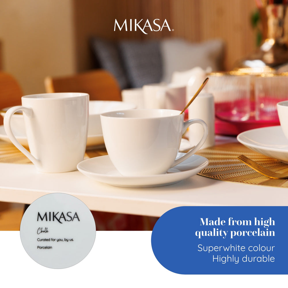Mikasa Chalk Porcelain Mugs, Set of 4, 380ml, White