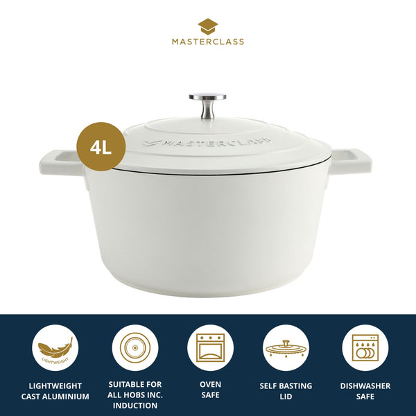 MasterClass Cream Cast Aluminium Casserole Dish, 4L image 7