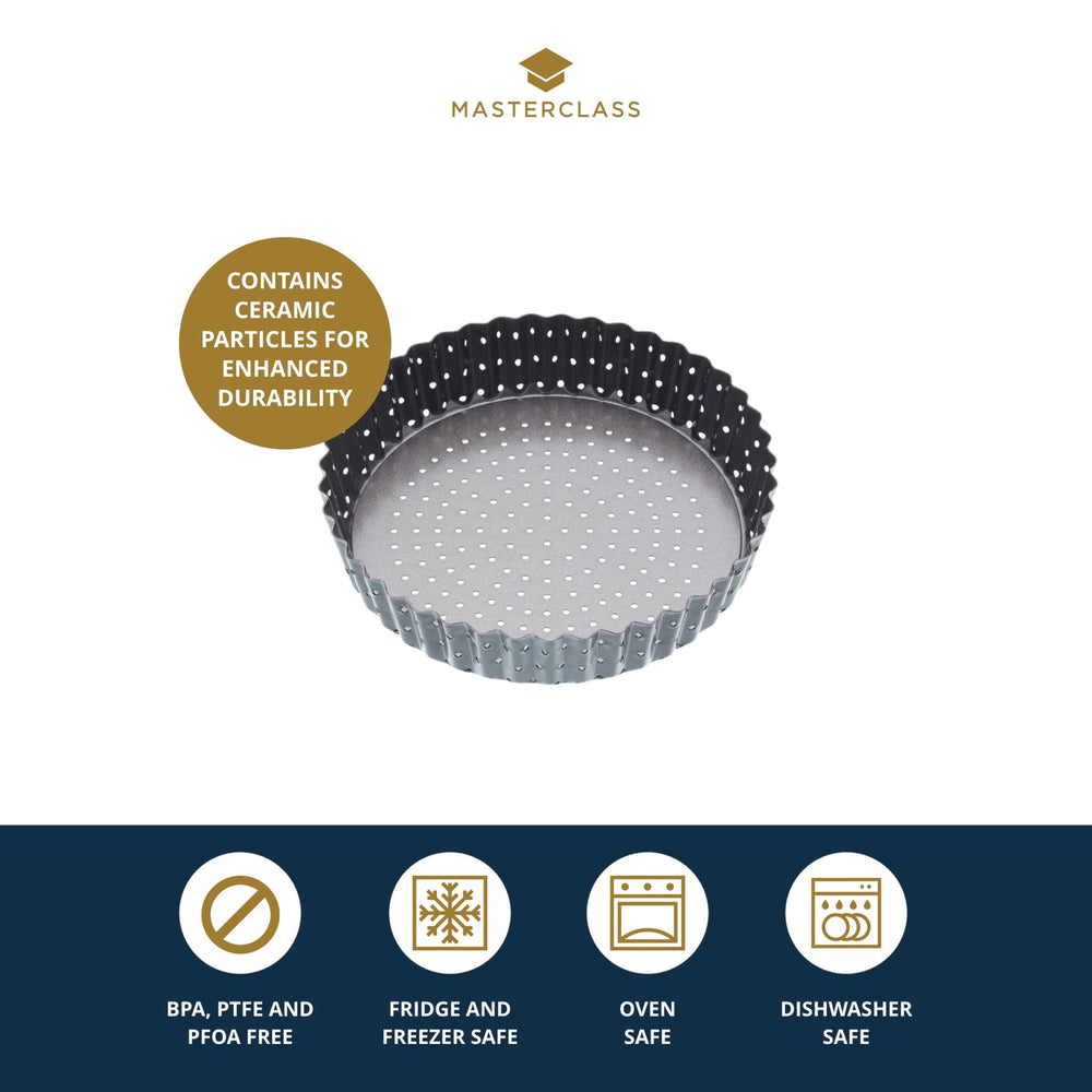 MasterClass Crusty Bake Non-stick Fluted Round Quiche Tin, 18cm