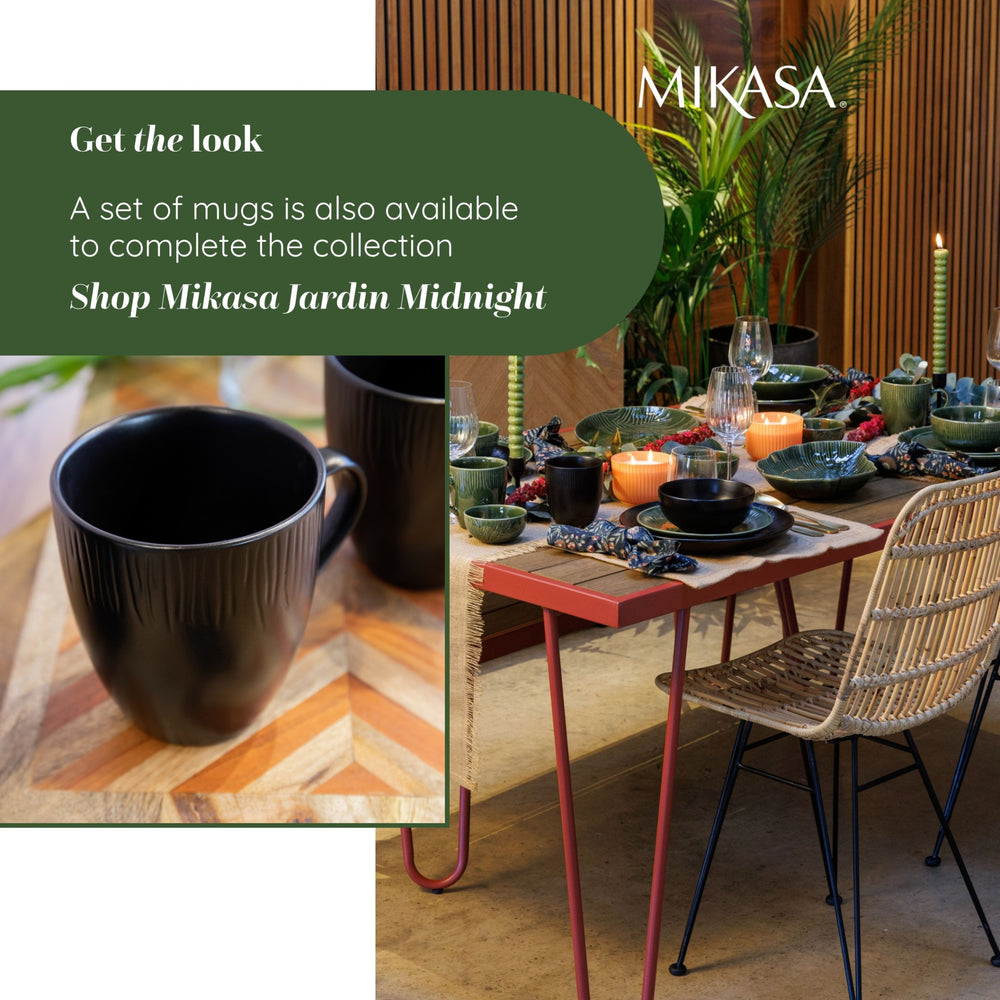 Mikasa Jardin Midnight 12-Piece Stoneware Dinner Set, Black
