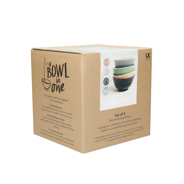 KitchenCraft Patterned Ceramic Cereal Bowls, Set of 4 - 'Designed For Life' Designs image 4