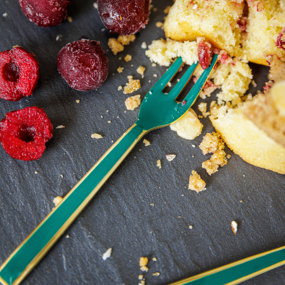 Artesà Set of Mini Serving Forks - Green and Gold, 4 Pieces