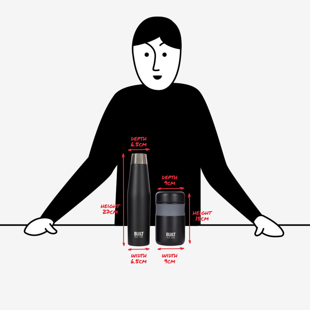 BUILT Apex Insulated Water Bottle & Food Flask Set, Black