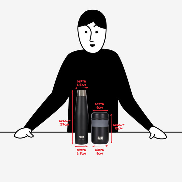 BUILT Apex Insulated Water Bottle & Food Flask Set, Black image 9