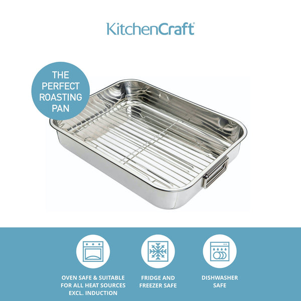 KitchenCraft Stainless Steel 43cm x 31cm Roasting Pan image 9