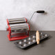3pc Pasta Making Set with Red Stainless Steel Pasta Maker, Non-Stick Ravioli Mould and Rolling Pin
