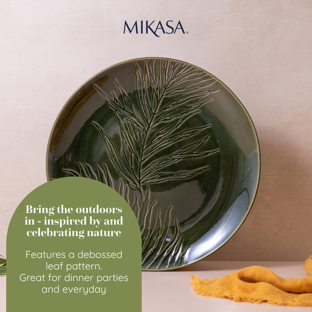 Mikasa Jardin Stoneware Round Serving Platter, 35.5cm, Green