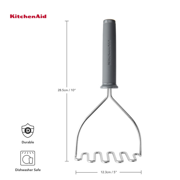 KitchenAid 3pc Soft Grip Kitchen Tool Set with Masher, Skimmer and Whisk, Charcoal Grey image 4