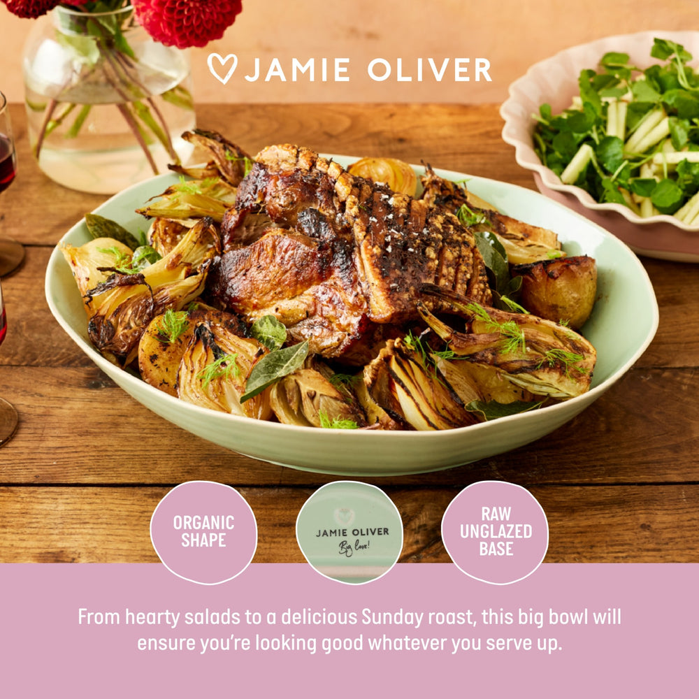 Jamie Oliver Big Love Serving Bowl, Stoneware, Green, 39 x 32cm