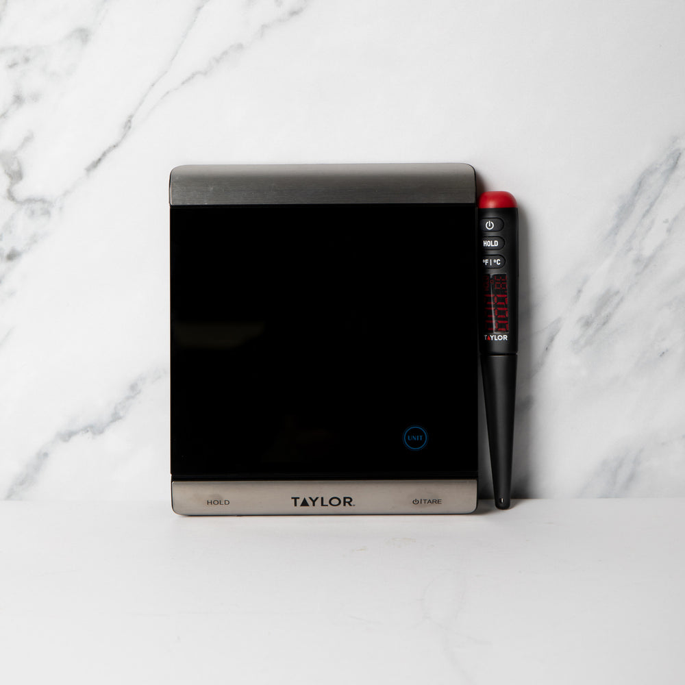 2pc Gift-Boxed Measuring Set with Pro High Capacity Digital Kitchen Scales 15kg and Pro Digital Step Stem Thermometer