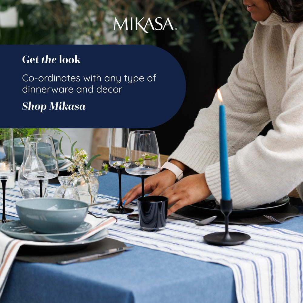 Mikasa Navy Stripe Cotton and Linen Table Runner, 230 x 34cm
