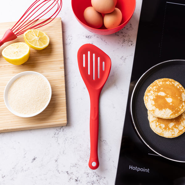 Colourworks Red Silicone Fish Slice with Raised Edge, Slotted Design image 2